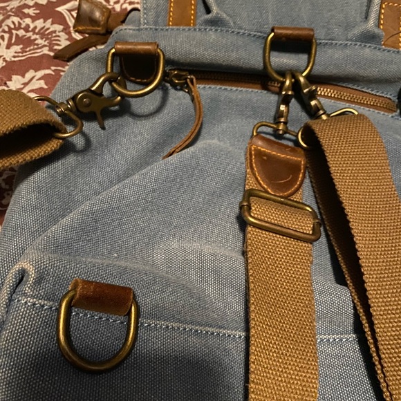 Acacia Blue Canvas Backpack Leather Adjustable straps - Picture 3 of 9